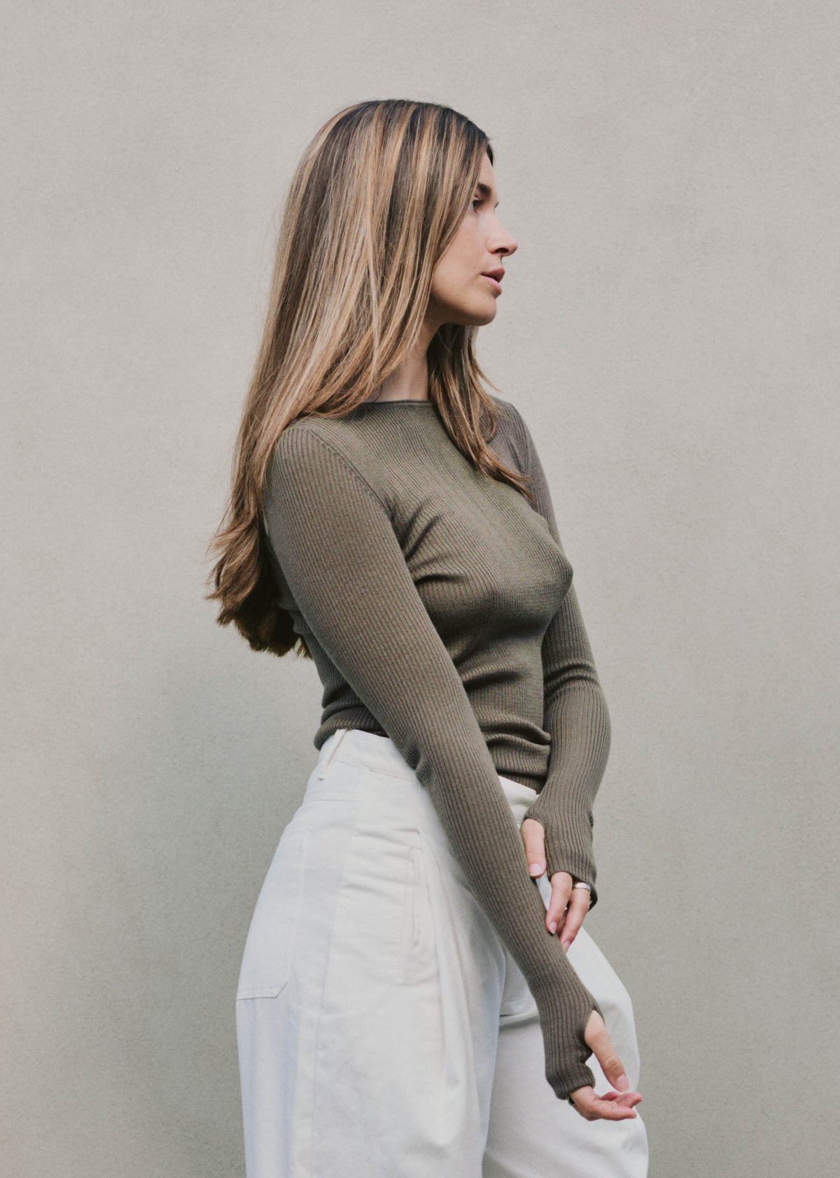 Skinny Rib Long Sleeve olive stone / XS Skinny Rib Long Sleeve